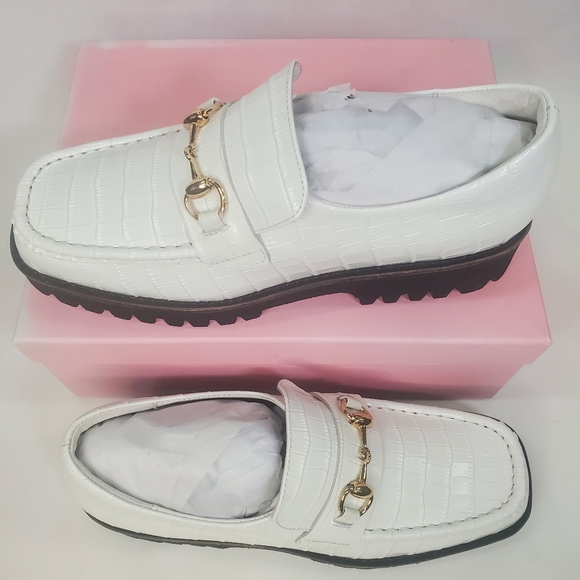Intentionally Blank HK2 Women's Croc Leather Loafer | White | NIB | PICK SIZE - Picture 4 of 11